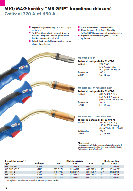 Svařovací hořák Binzel MB 401D GRIP/4m 033.0272