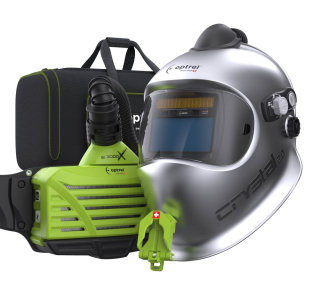 Samozatmívací kukla Optrel Crystal 2.0 stříbrná + e3000X 18h